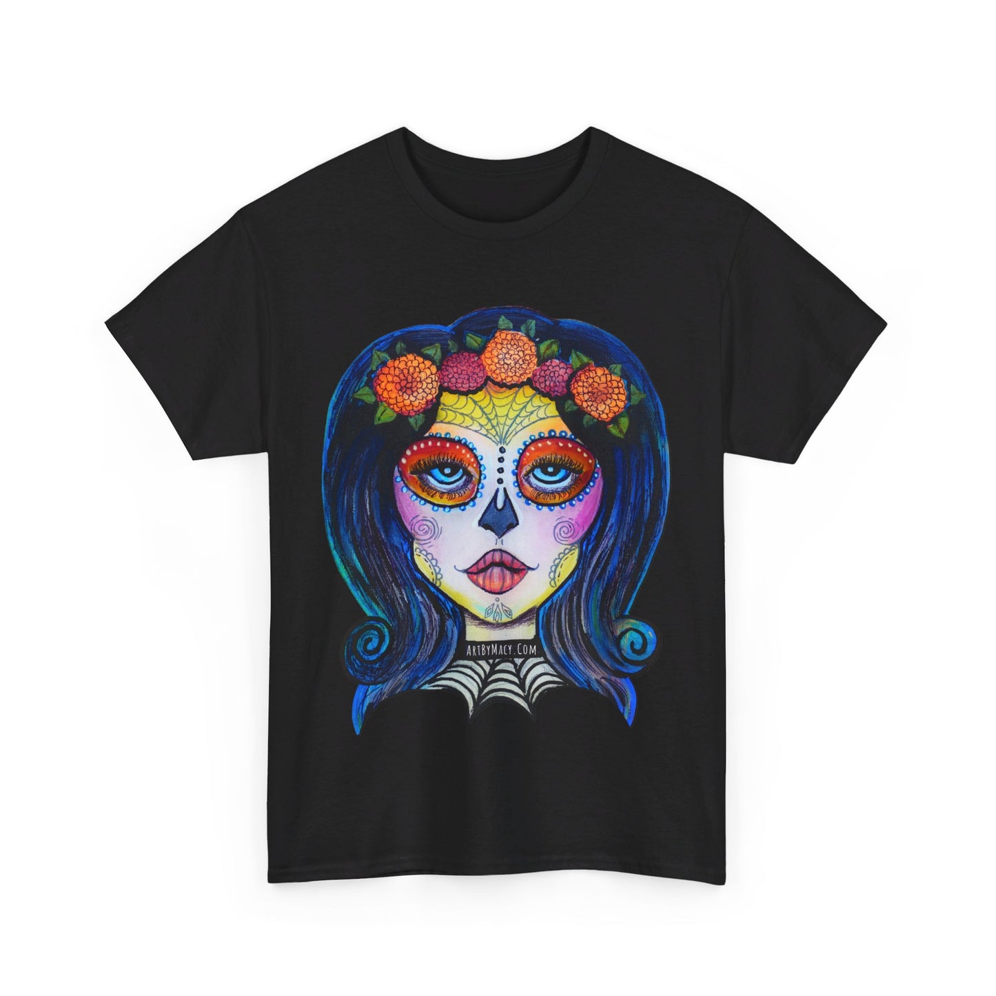 Art By Macy- Summer Solstice - Calavera- Catrina- Day of the Dead- Unisex- T-shirt- Original Artwork- Multicolor- Cotton- New- Up to 5x