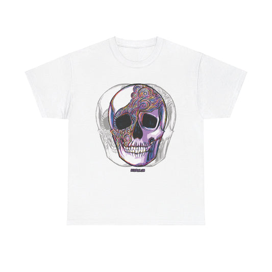 Art By Macy- Purple Swirly Skull  - Unisex- T-shirt- Original Artwork- White- Cotton- New- Up to 5x