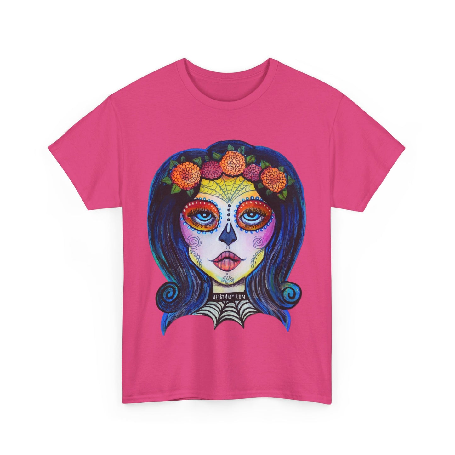 Art By Macy- Summer Solstice - Calavera- Catrina- Day of the Dead- Unisex- T-shirt- Original Artwork- Multicolor- Cotton- New- Up to 5x