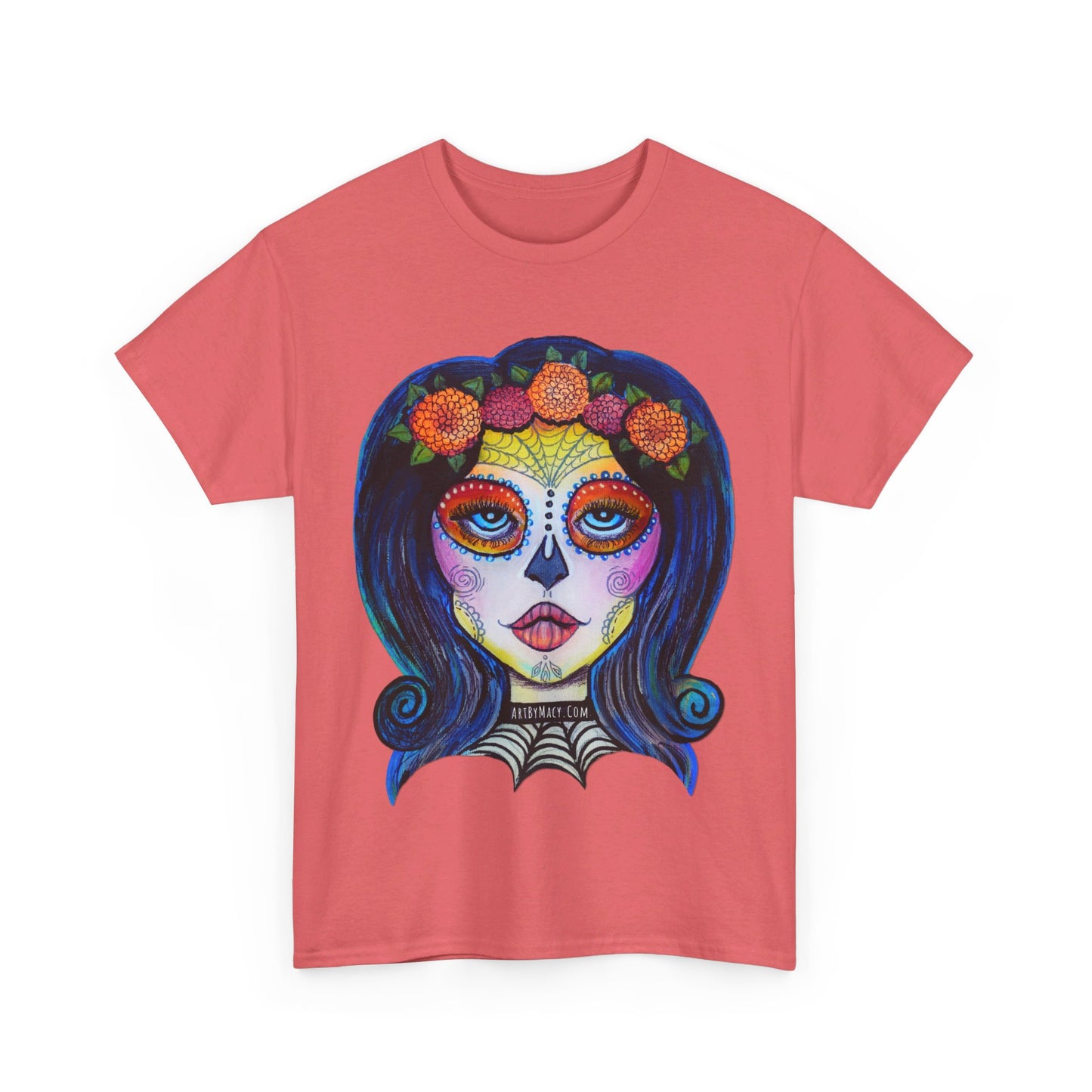 Art By Macy- Summer Solstice - Calavera- Catrina- Day of the Dead- Unisex- T-shirt- Original Artwork- Multicolor- Cotton- New- Up to 5x