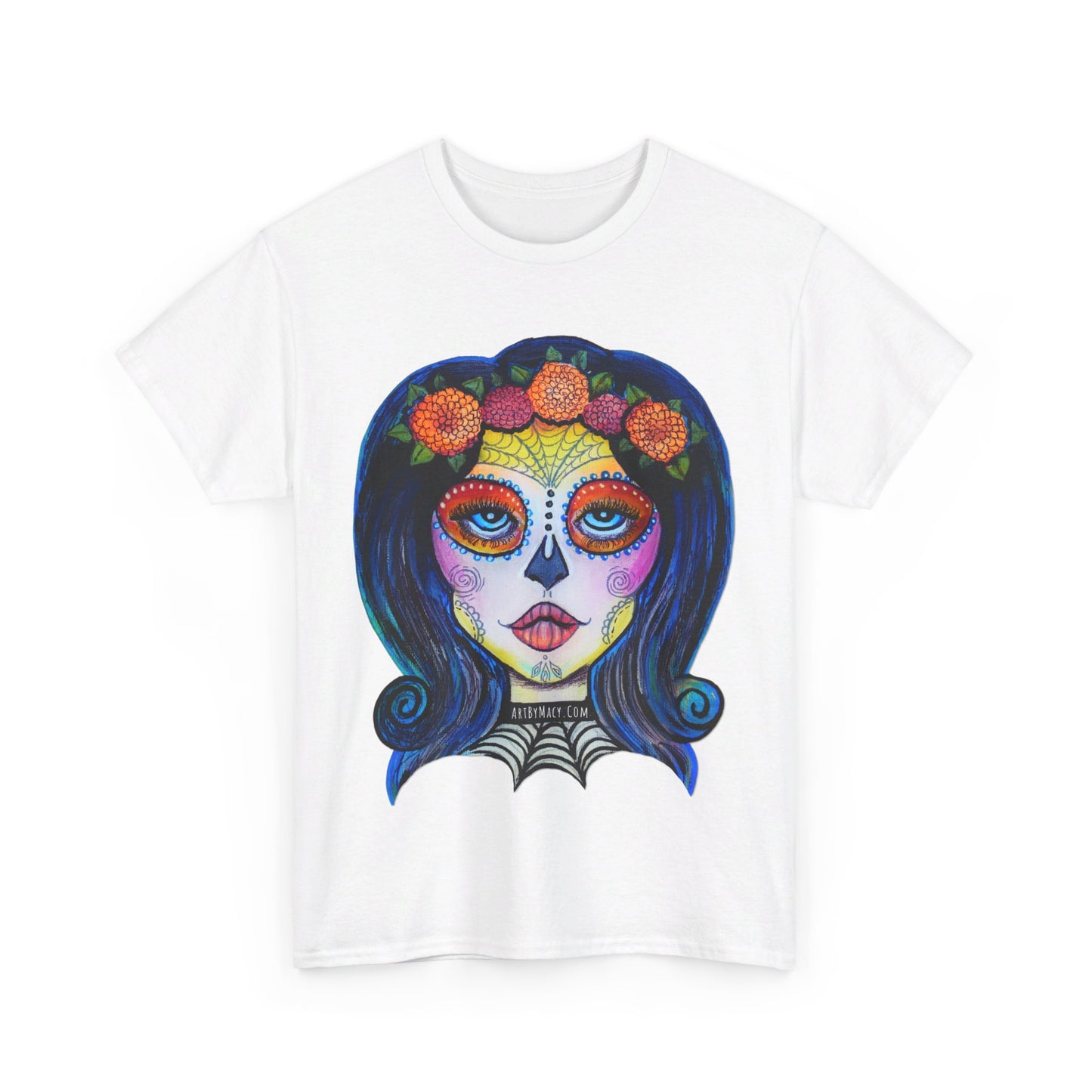 Art By Macy- Summer Solstice - Calavera- Catrina- Day of the Dead- Unisex- T-shirt- Original Artwork- Multicolor- Cotton- New- Up to 5x