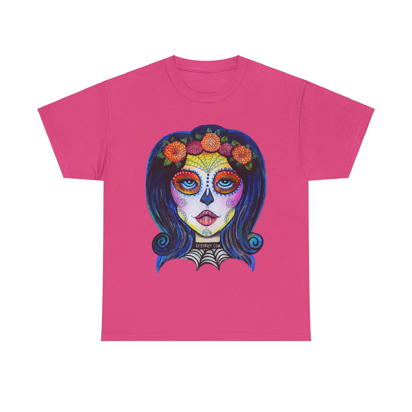 Art By Macy- Summer Solstice - Calavera- Catrina- Day of the Dead- Unisex- T-shirt- Original Artwork- Multicolor- Cotton- New- Up to 5x