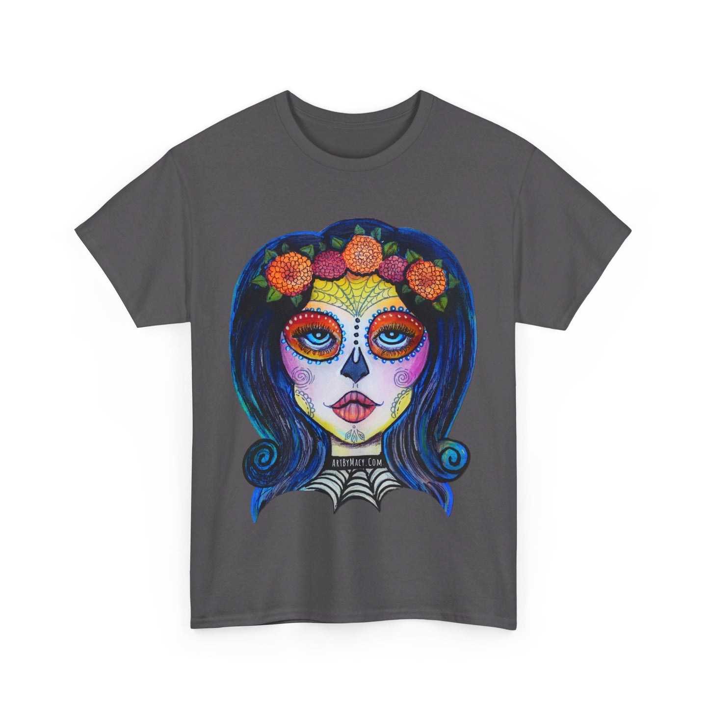 Art By Macy- Summer Solstice - Calavera- Catrina- Day of the Dead- Unisex- T-shirt- Original Artwork- Multicolor- Cotton- New- Up to 5x