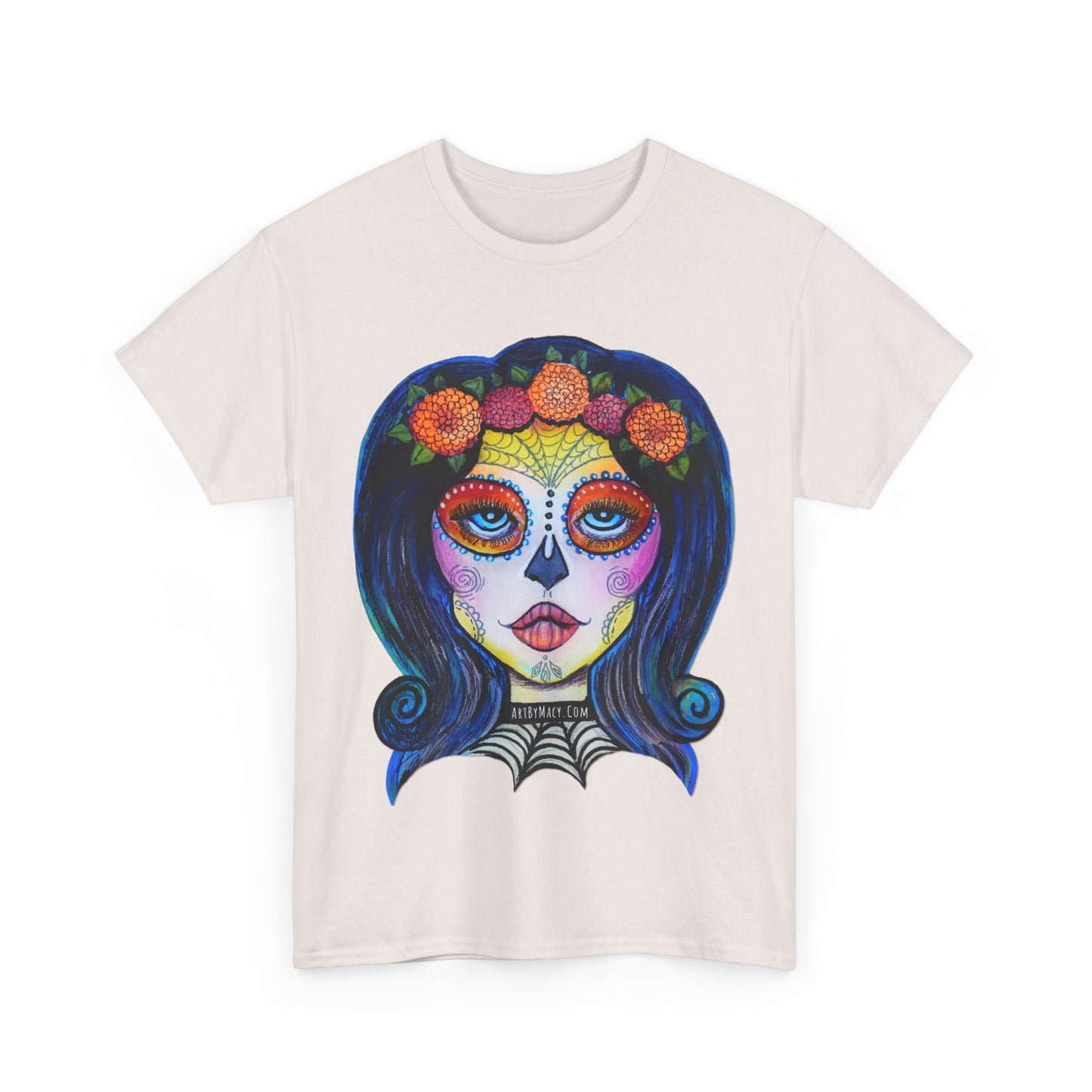 Art By Macy- Summer Solstice - Calavera- Catrina- Day of the Dead- Unisex- T-shirt- Original Artwork- Multicolor- Cotton- New- Up to 5x