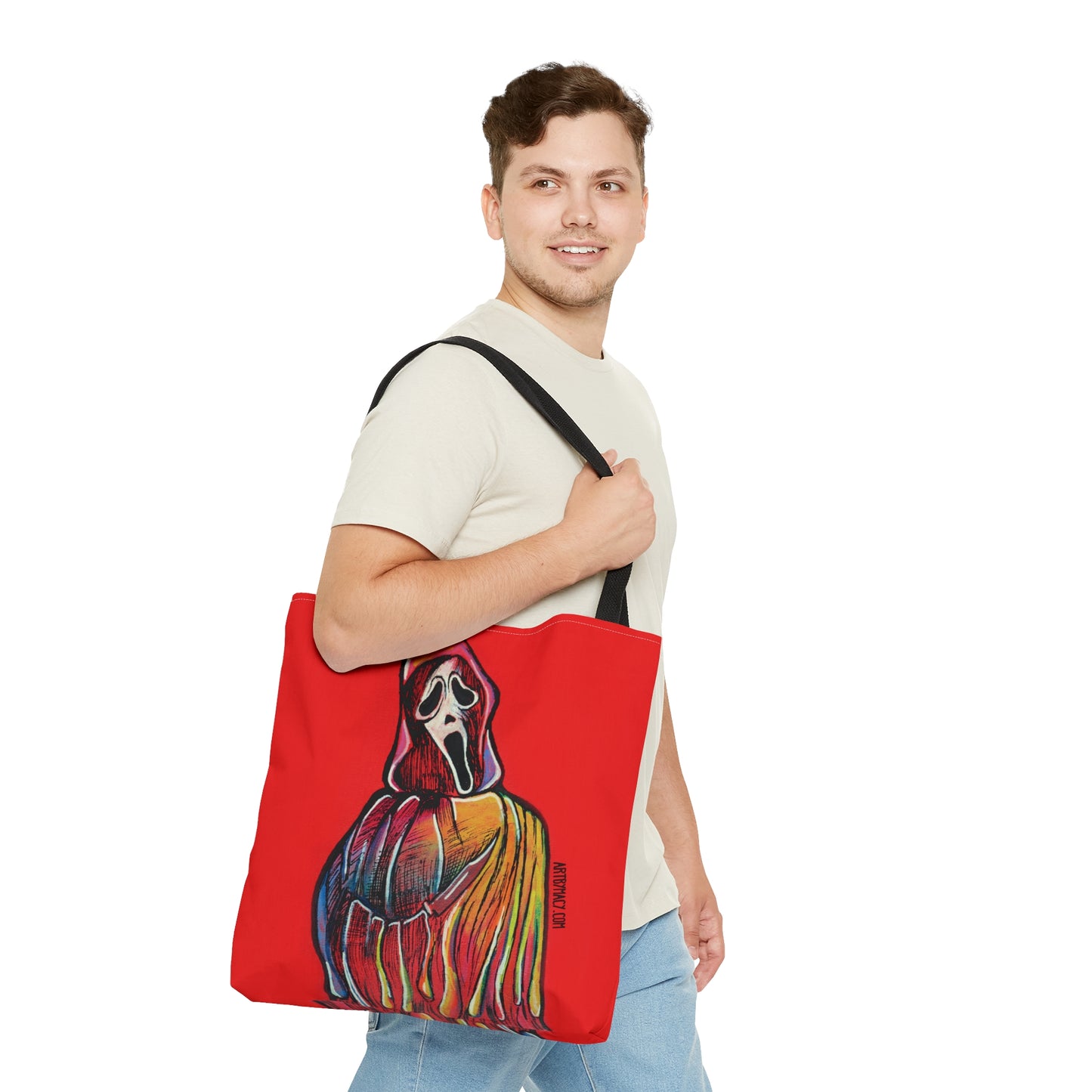 Ghostface Rainbow Art Drippy Tote Bag- Horror Purse