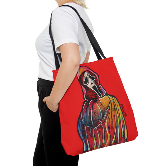 Ghostface Rainbow Art Drippy Tote Bag- Horror Purse