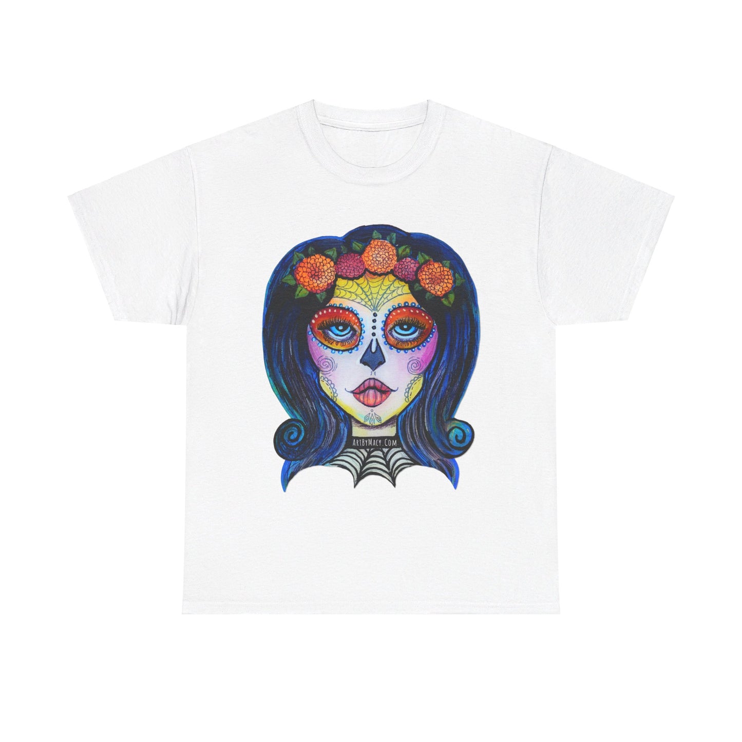 Art By Macy- Summer Solstice - Calavera- Catrina- Day of the Dead- Unisex- T-shirt- Original Artwork- Multicolor- Cotton- New- Up to 5x