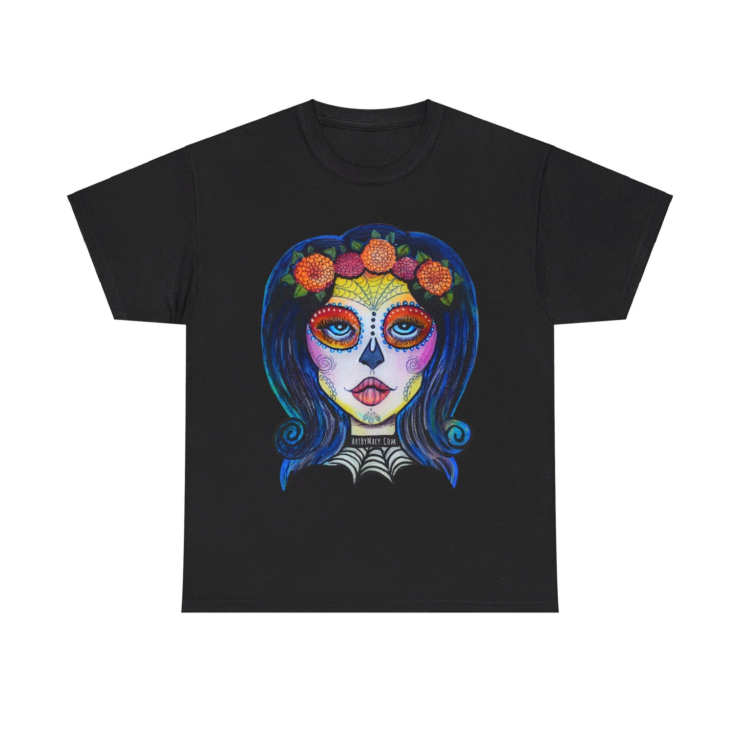 Art By Macy- Summer Solstice - Calavera- Catrina- Day of the Dead- Unisex- T-shirt- Original Artwork- Multicolor- Cotton- New- Up to 5x