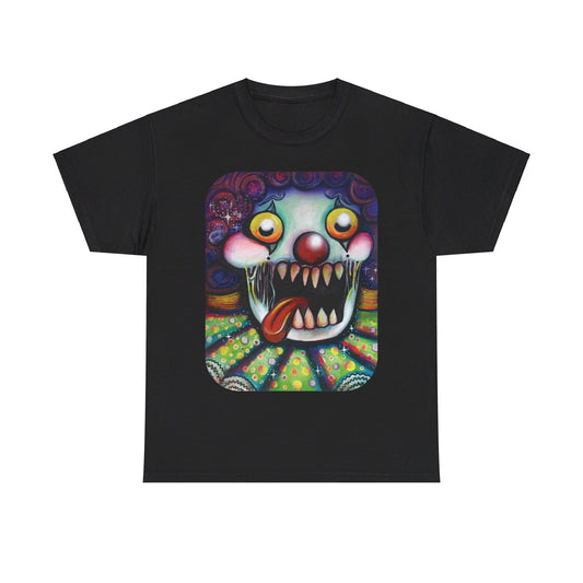 Art By Macy- Creepy Circus Clown- Unisex- T-shirt- Original Artwork- Black- Cotton- New- Up to 5x