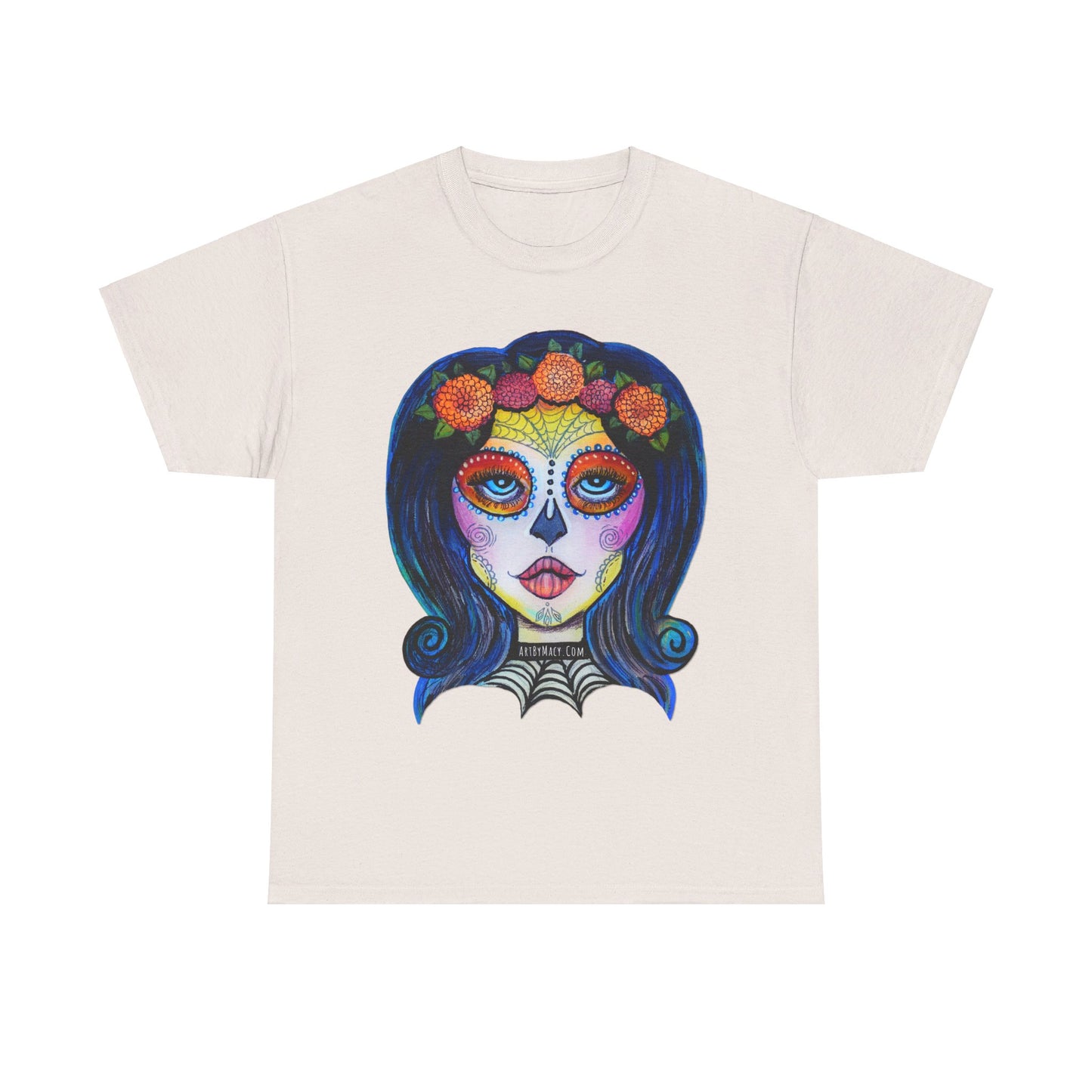 Art By Macy- Summer Solstice - Calavera- Catrina- Day of the Dead- Unisex- T-shirt- Original Artwork- Multicolor- Cotton- New- Up to 5x